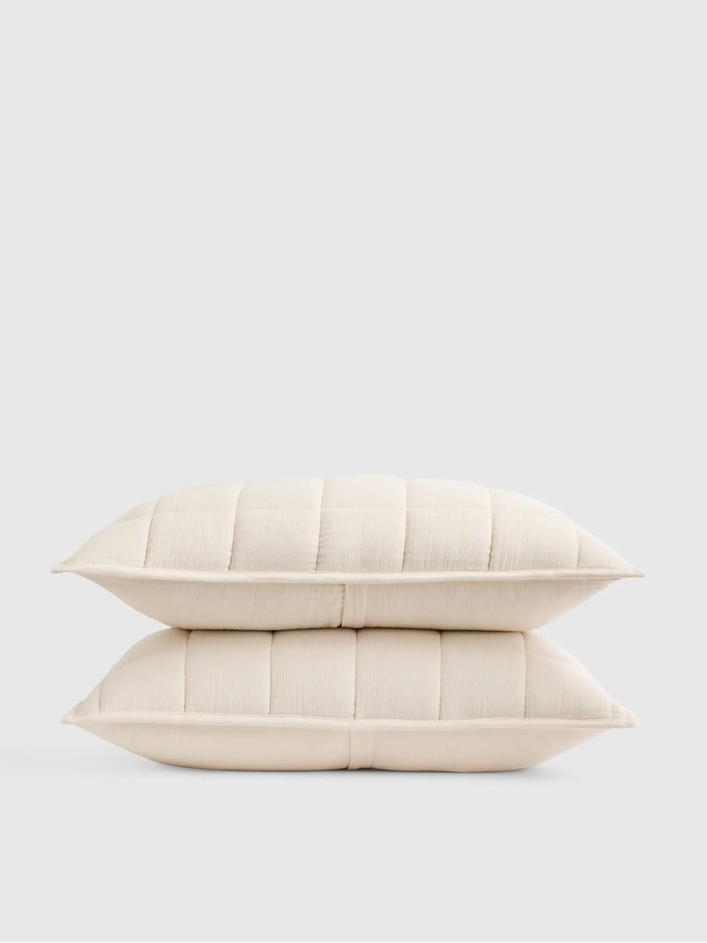 QUINCE Organic Cotton Gauze Box Quilt Sham Set StandardIvory 2689